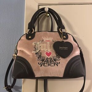 Juicy Couture Powder Blush Light Pink Velour Heritage Bowlers Satchel Bag